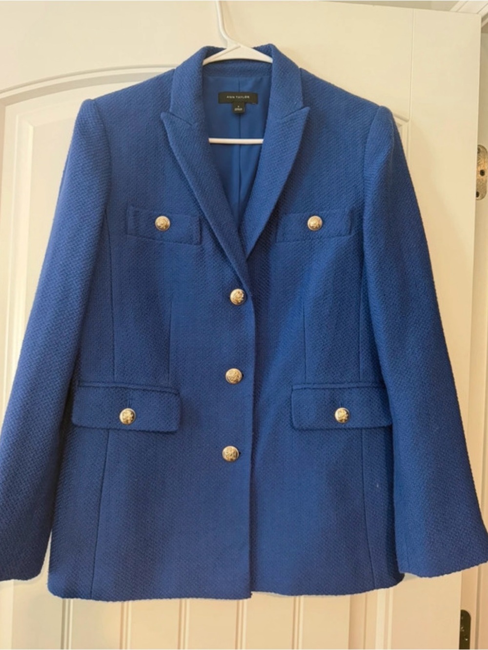 Ann Taylor Royal Blue Textured Button Blazer